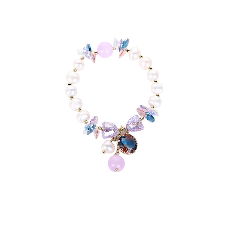 Handcrafted Natural Pearl Crystal Bracelet for Elegant Women by Tinkers