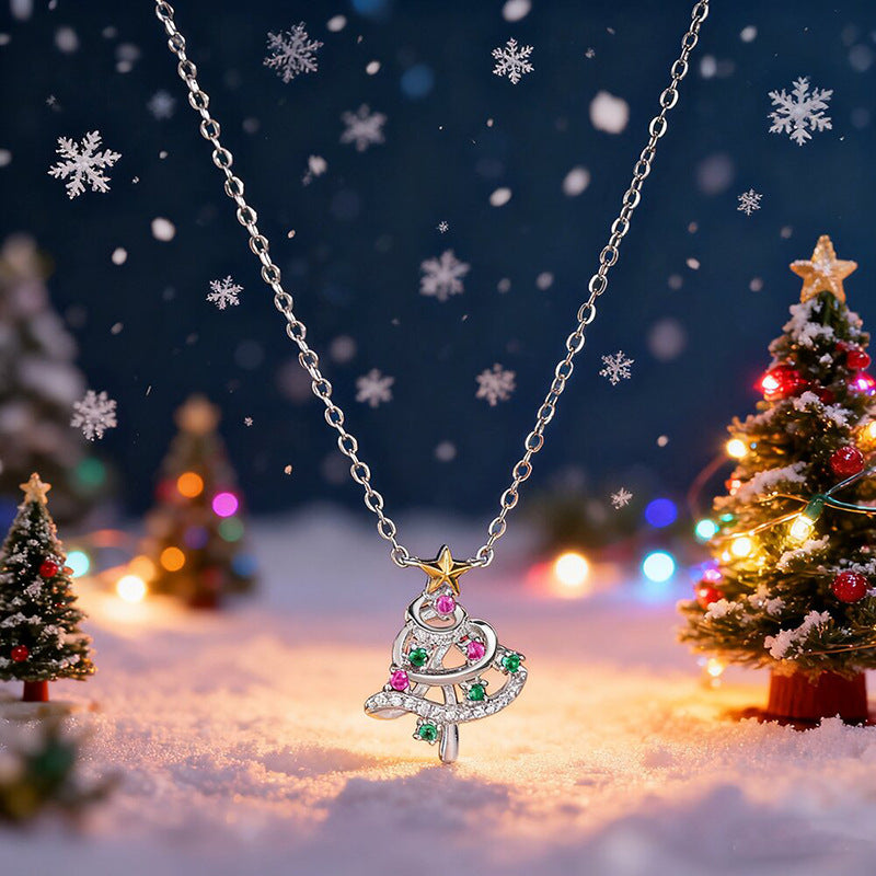 Handcrafted Natural Zircon Christmas Necklace for Women by Tinkers