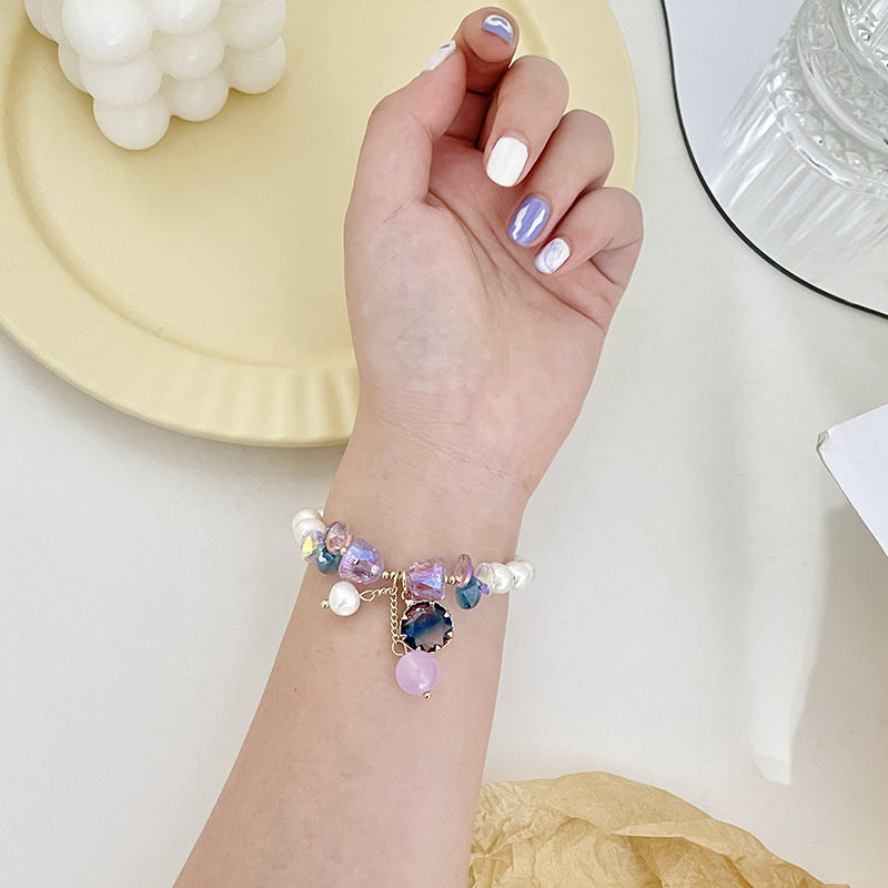 Handcrafted Natural Pearl Crystal Bracelet for Elegant Women by Tinkers