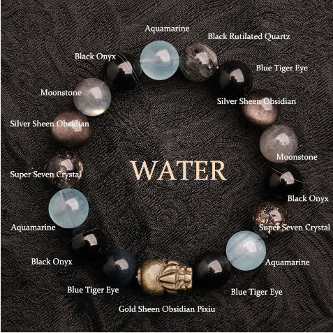 Fünf Elemente Kristall Erdbeerquarz Glücksbringer Armband