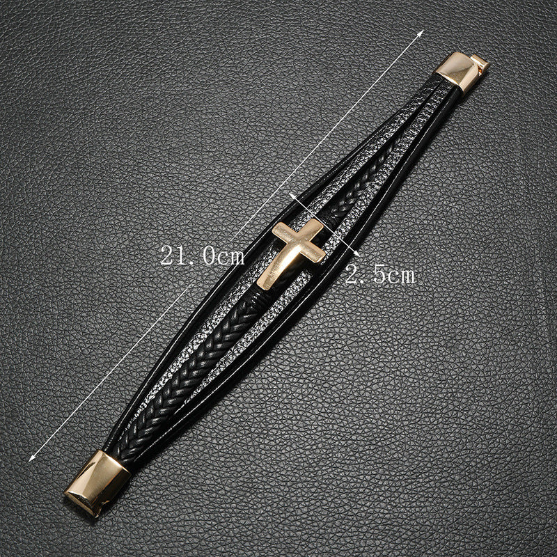 Tinkers Brand Cross Leather Bracelet Multi Layer Handmade Exclusive - 0