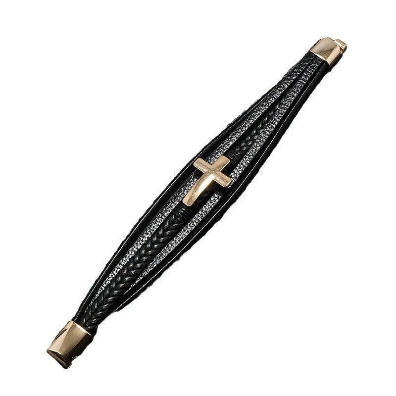 Tinkers Brand Cross Leather Bracelet Multi Layer Handmade Exclusive - 0