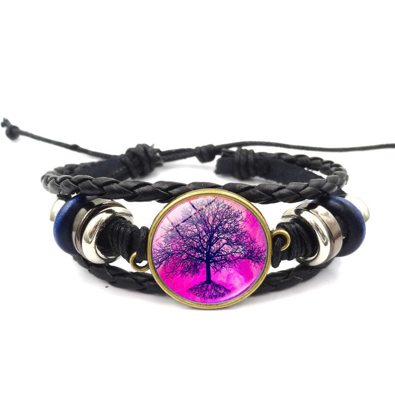 Tinkers Tinkers Tree Of Life Multilayer Leather Glass Bracelet Plus - 0