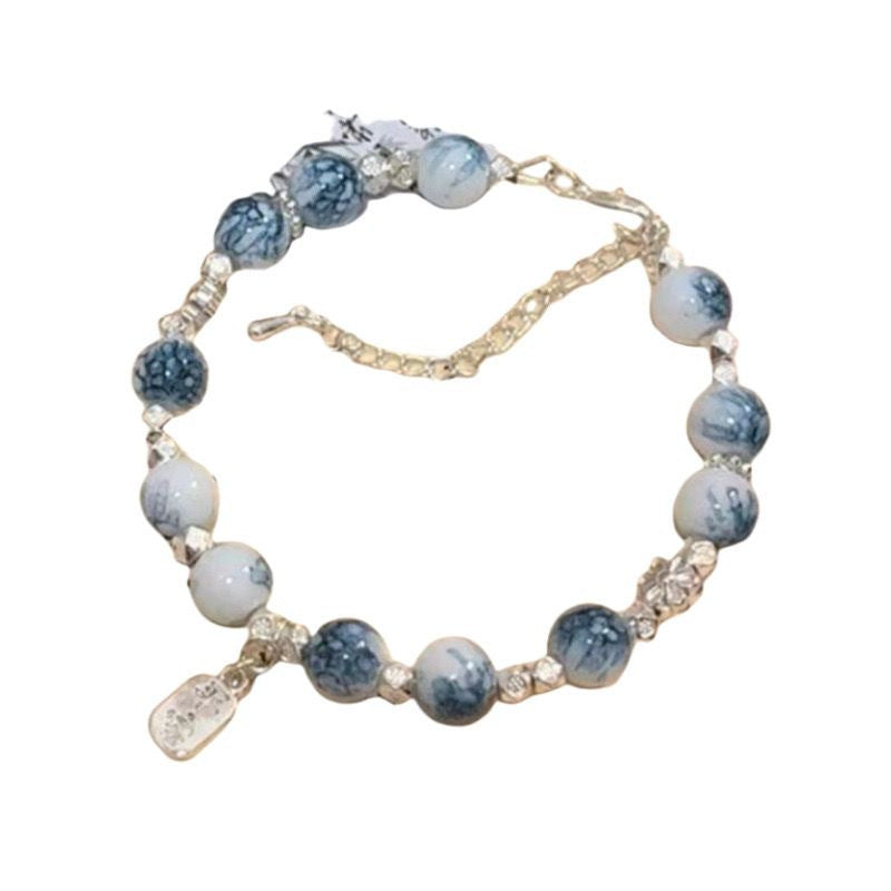 Tinkers Blue And White Butterfly Beaded Bracelet For Women Elite - 0