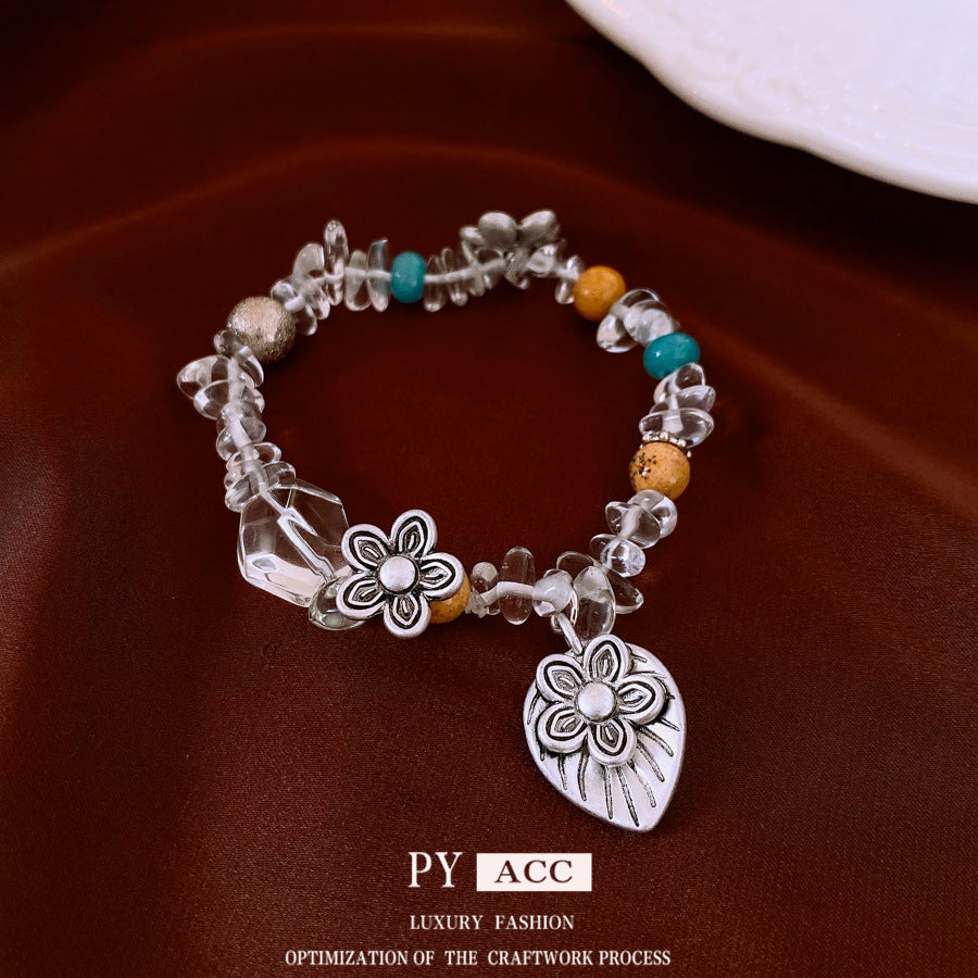 Retro Ethnic Flower Gravel Bracelet For Women Exquisite