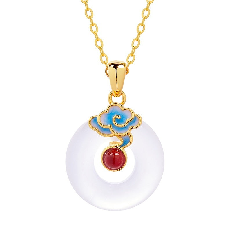 Silver 925 Pendant Chain Red Agate White Chalcedony