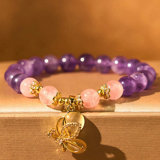 Natural Amethyst Grape Beaded Bracelet Women Korean Style