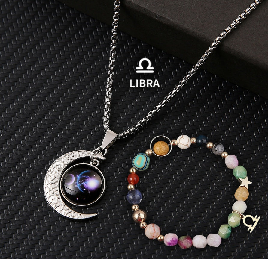 Handcrafted Natural Stone Zodiac Necklace and Bracelet Set by Tinkers