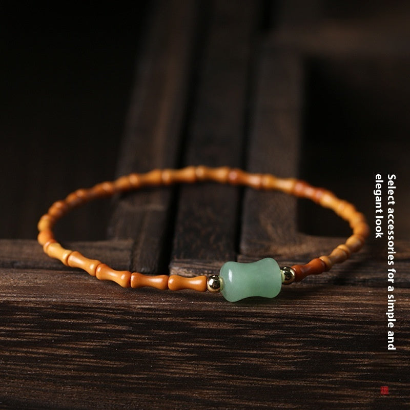 Unisex-Armband im chinesischen Stil, sehr fein, aus Olivennuss-Bambus