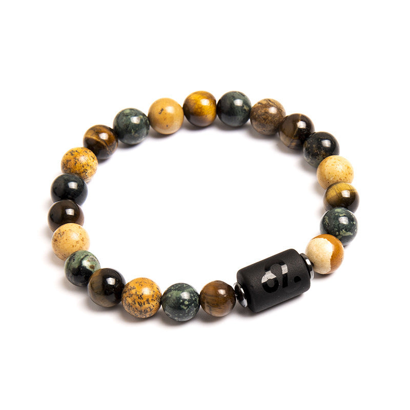 Tinkers Tigereye Beaded Bracelet Twelve Constellation Zodiac Cards - 0