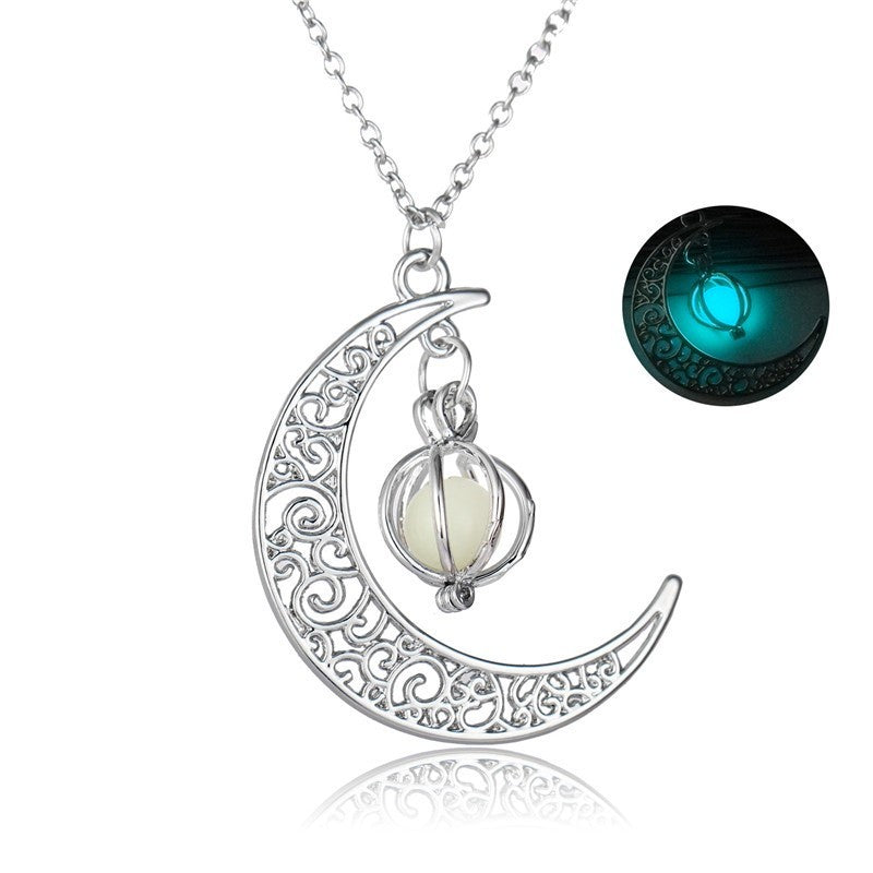 Fashion Moon Glowing Stone Healing Necklace For Women