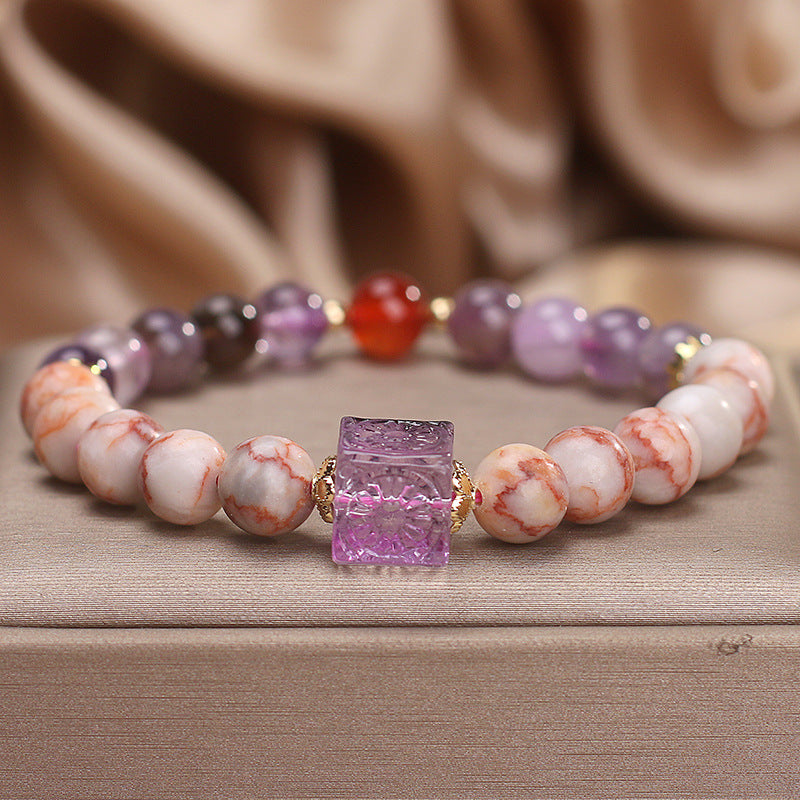 Handcrafted Amethyst Agate Bracelet for Women's Healing by Tinkers