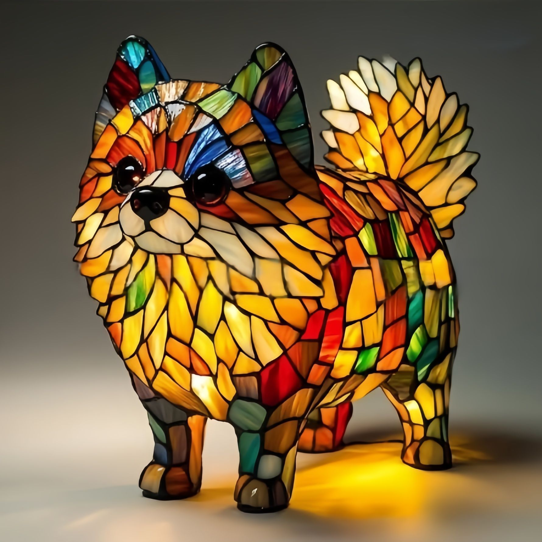 Colorful Dog Lamp Resin Decor By Tinkers - Positive Energy