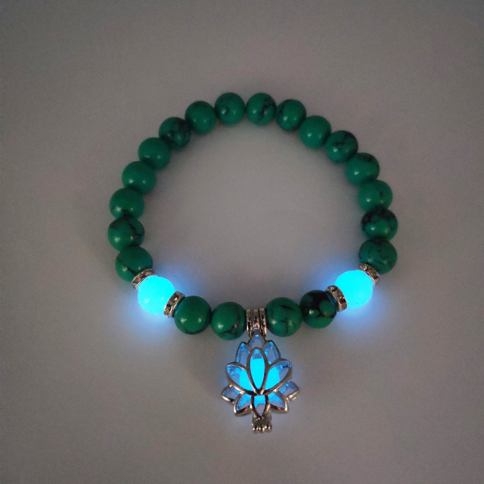 Turquoise Lotus Healing Glow Bracelet for Men Women Tinkers