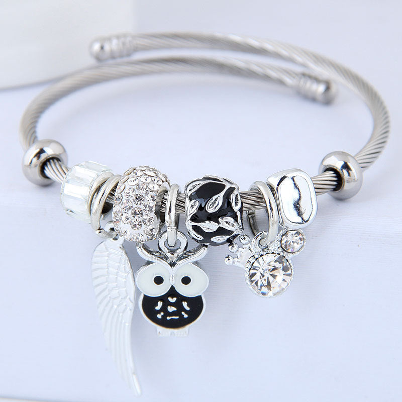 Tinkers Tinkers Stainless Steel Limited Beaded Owl Bracelet - 0