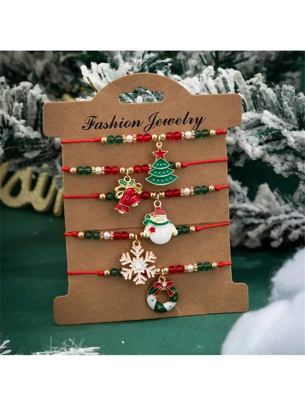 Christmas Elk Polymer Clay Bracelets Set Six Pack Cute