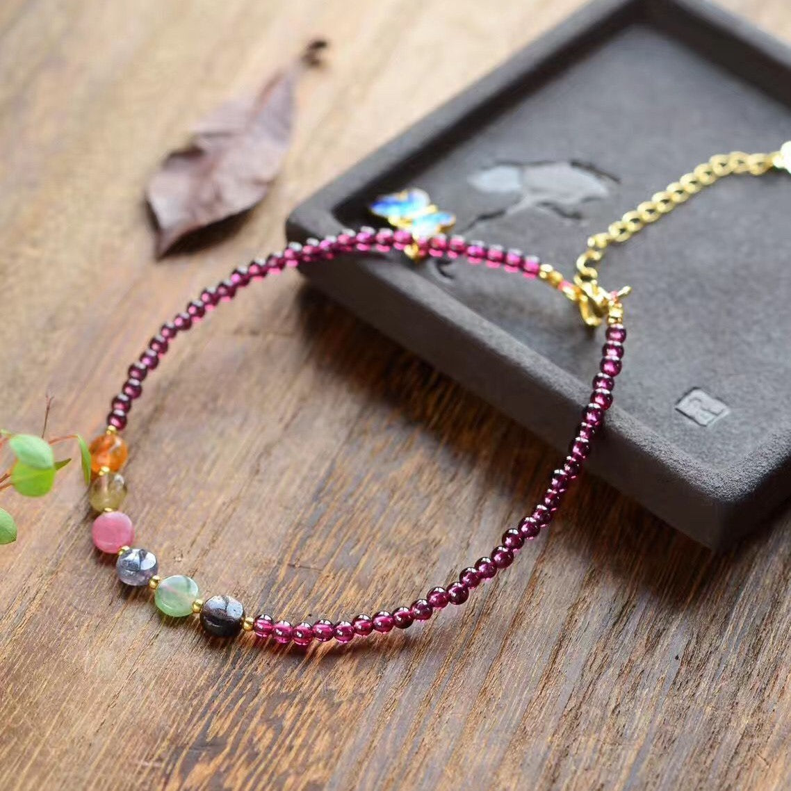 Natural Wine Garnet Ethnic Style Womens Summer Anklets