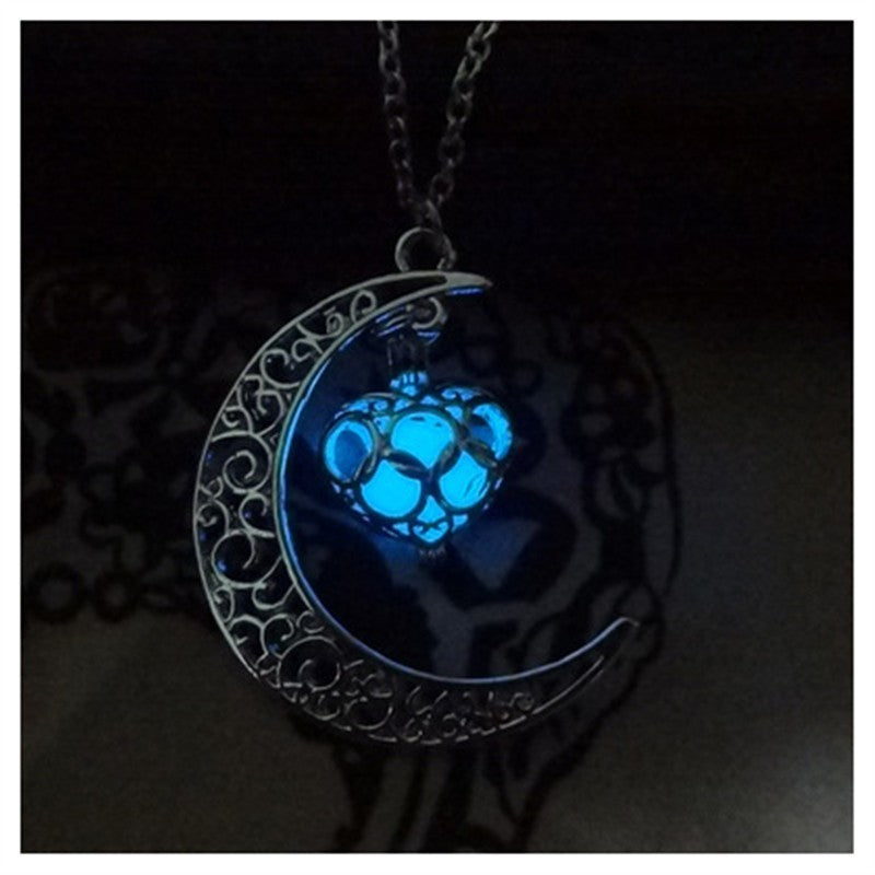 Glowing Pendant Necklace Silver Plated Chain for Women