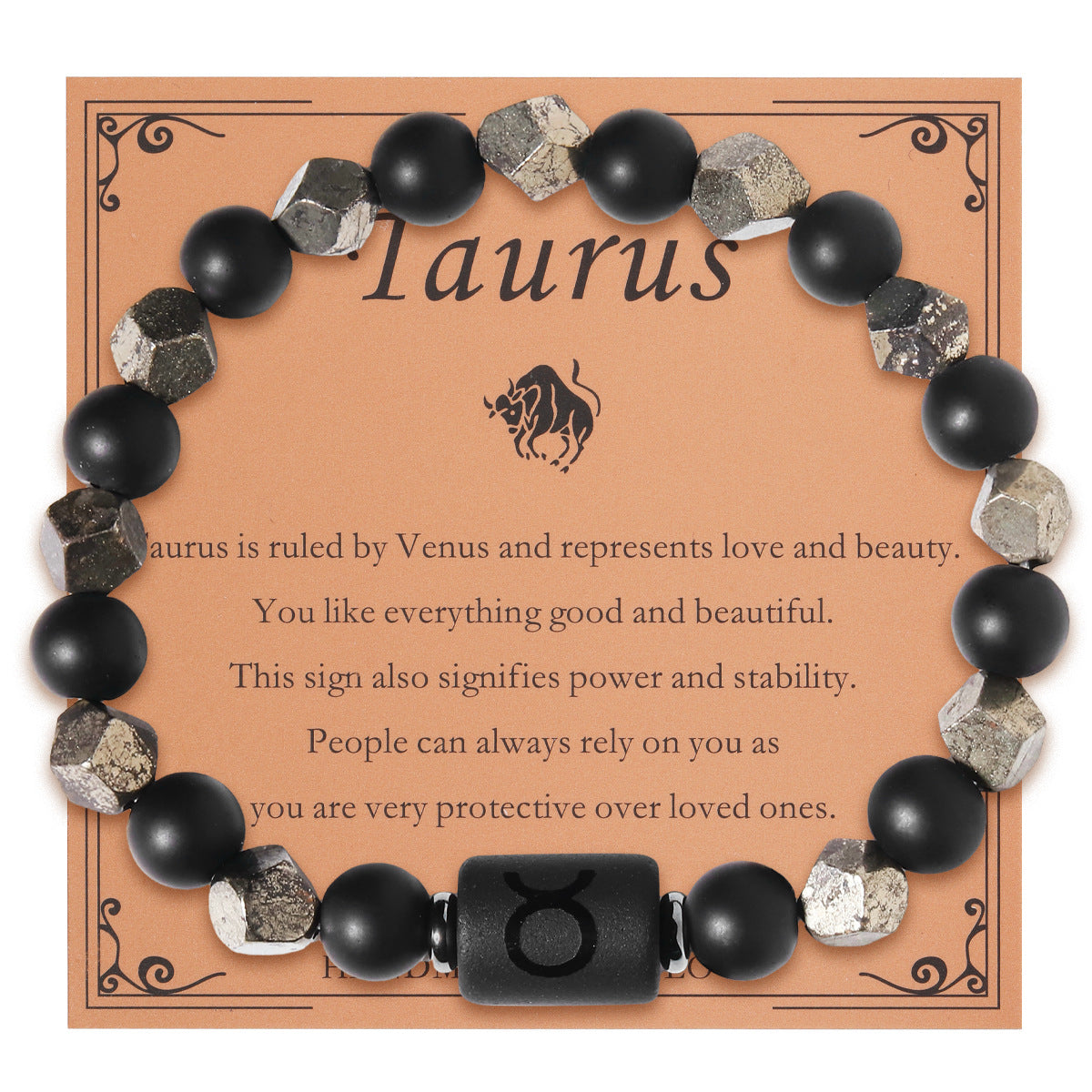 Zodiac Natural Stone Bracelet – Constellation Beaded Cuff with Gift Card