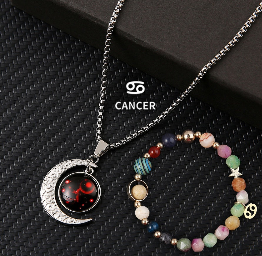 Handcrafted Natural Stone Zodiac Necklace and Bracelet Set by Tinkers