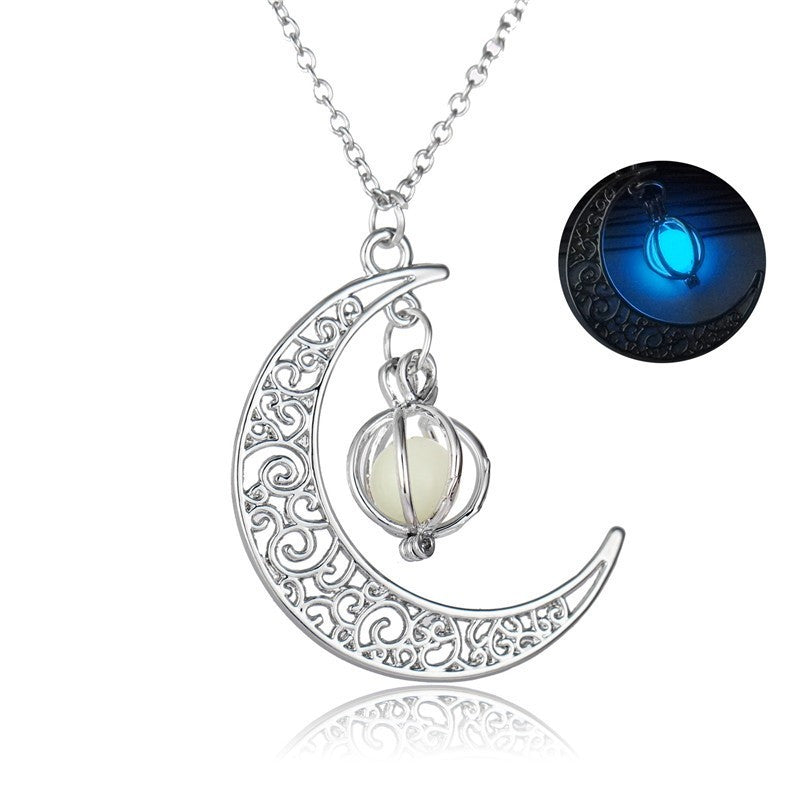Fashion Moon Glowing Stone Healing Necklace For Women