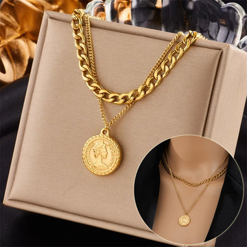 Elegant Handcrafted Geometric Coin Necklace by Tinkers for Women
