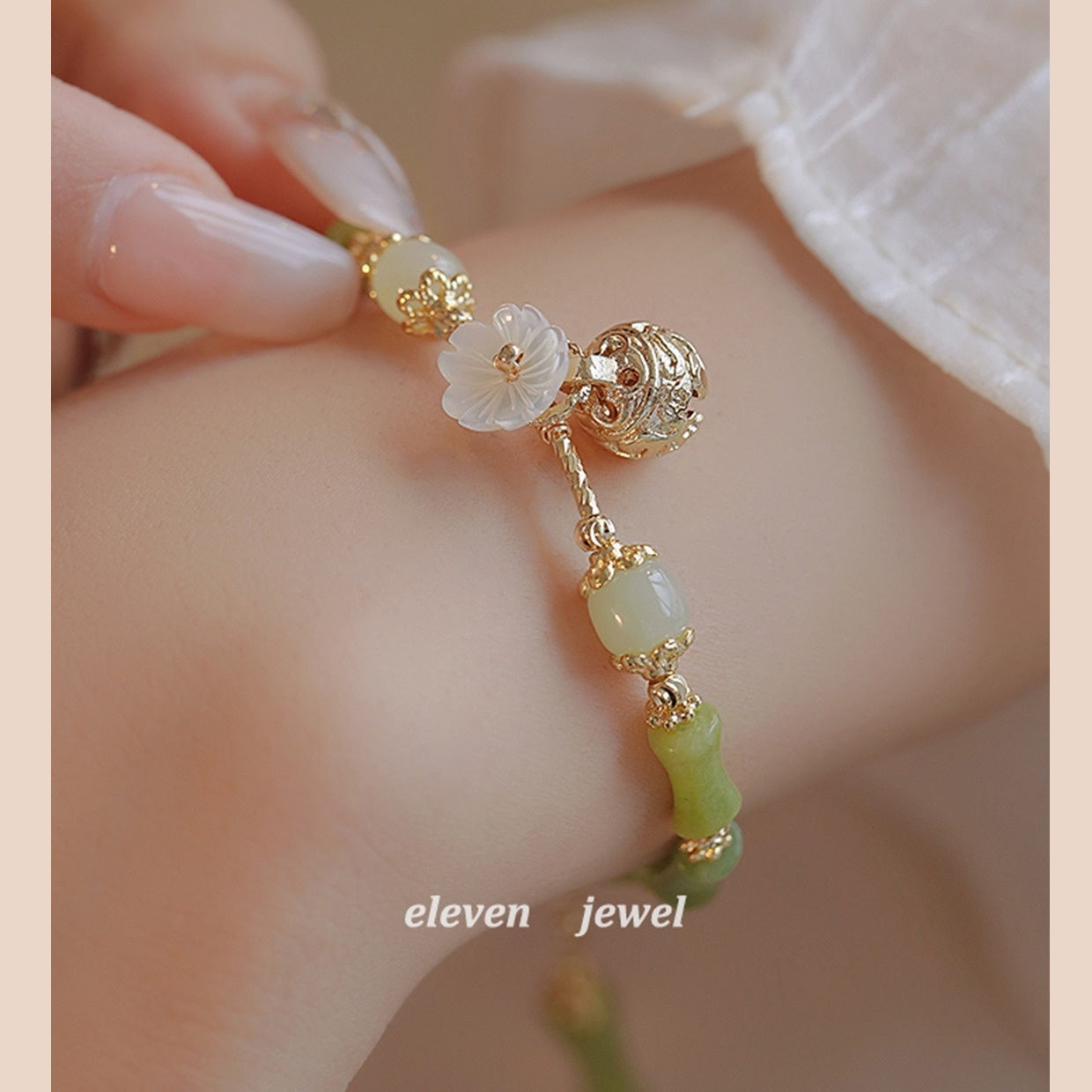 Tinkers Olivine Bamboo Bracelet Sweet Dreams Bell Design Elite - 0