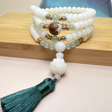 Tinkers Tinkers White Jade Bodhi Bracelet 108 Beads Limited - 0