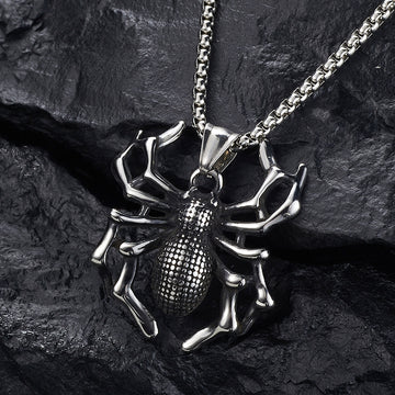 Empowering Handcrafted Titanium Steel Spider Punk Necklace for Men by Tinkers