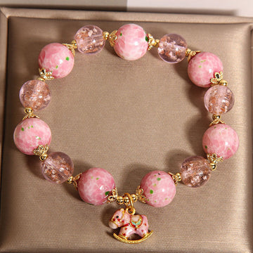 Cherry Blossom Luminous Glass Crystal Bracelet for Women