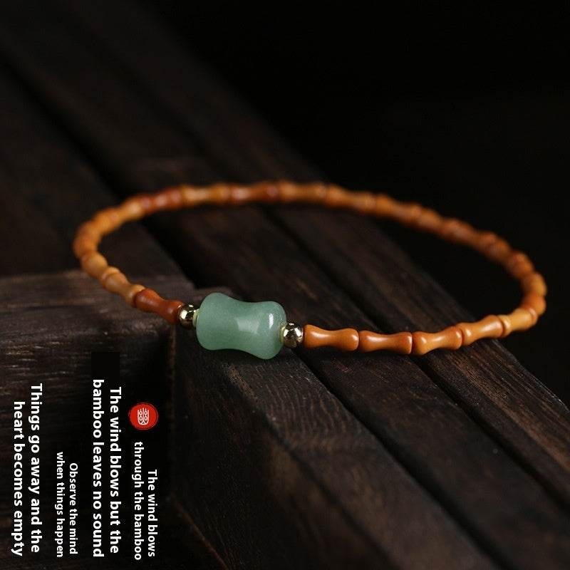 Unisex-Armband im chinesischen Stil, sehr fein, aus Olivennuss-Bambus