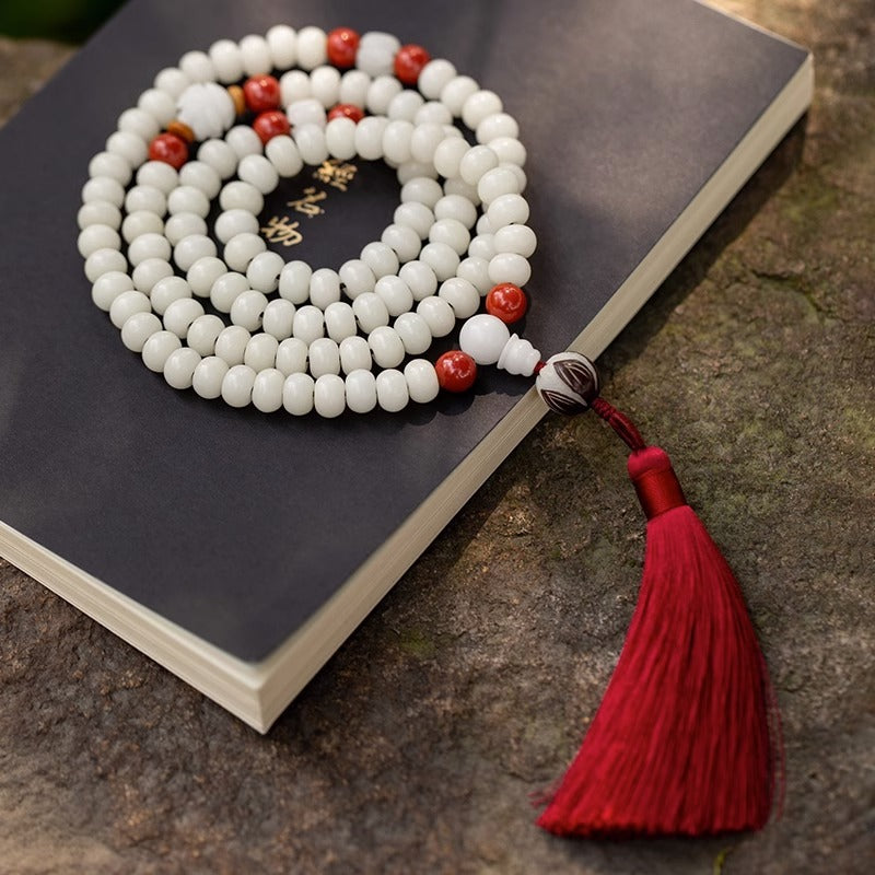 Tinkers Tinkers White Jade Bodhi Beads Bracelet Cloisonne Lotus Ltd - 0