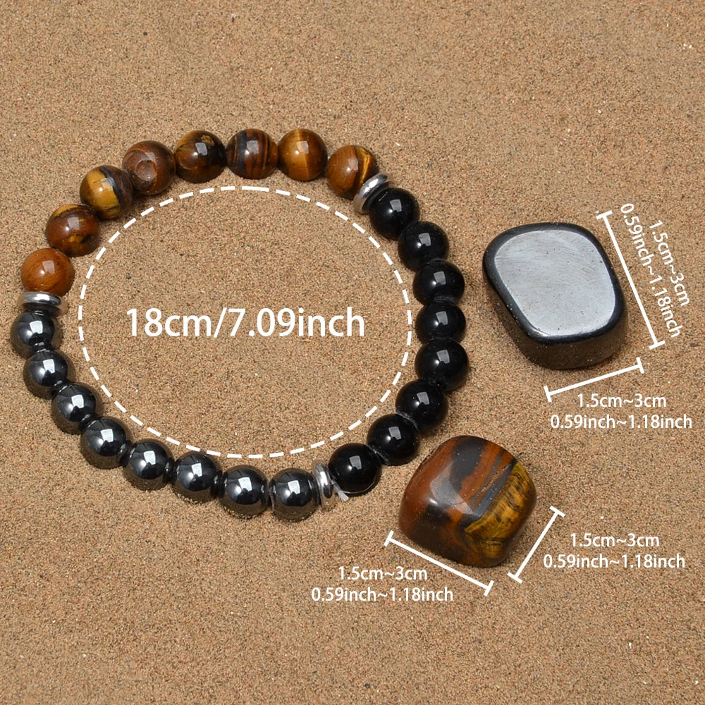 Tinkers Triple Protection Bracelet Set Tiger Eye Obsidian Hematite - Apparel & Accessories > Jewelry > Bracelets