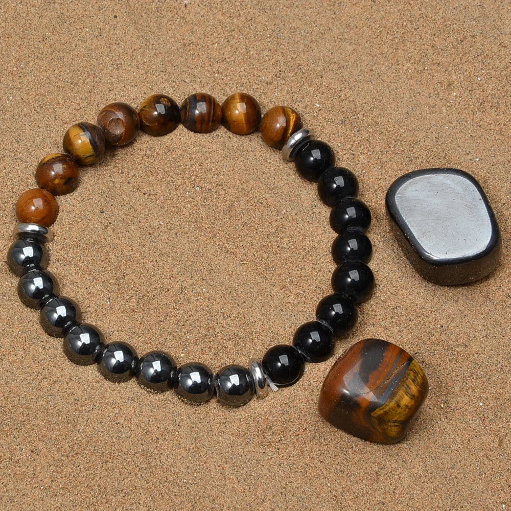 Tinkers Triple Protection Bracelet Set Tiger Eye Obsidian Hematite - Apparel & Accessories > Jewelry > Bracelets
