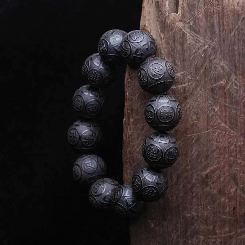 Tinkers Genuine Black Wood Tibetan Prayer Bracelet 12 Beads -