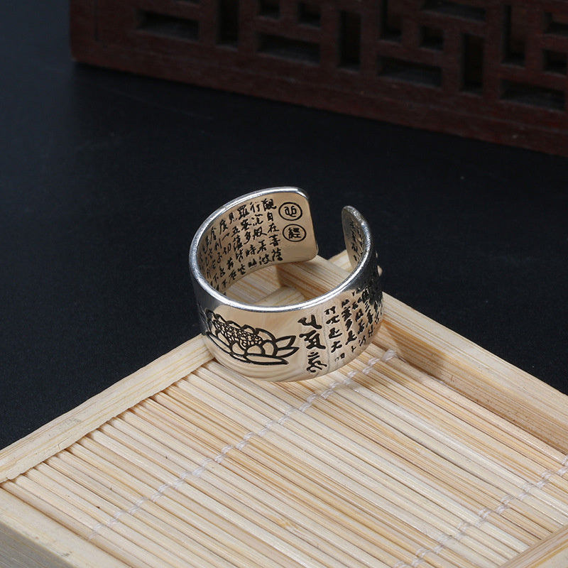 Silver Color Buddhist Ring for Women Tibetan Prayer Copper OM Mantra 7 Chakras Good Luck Women Ring