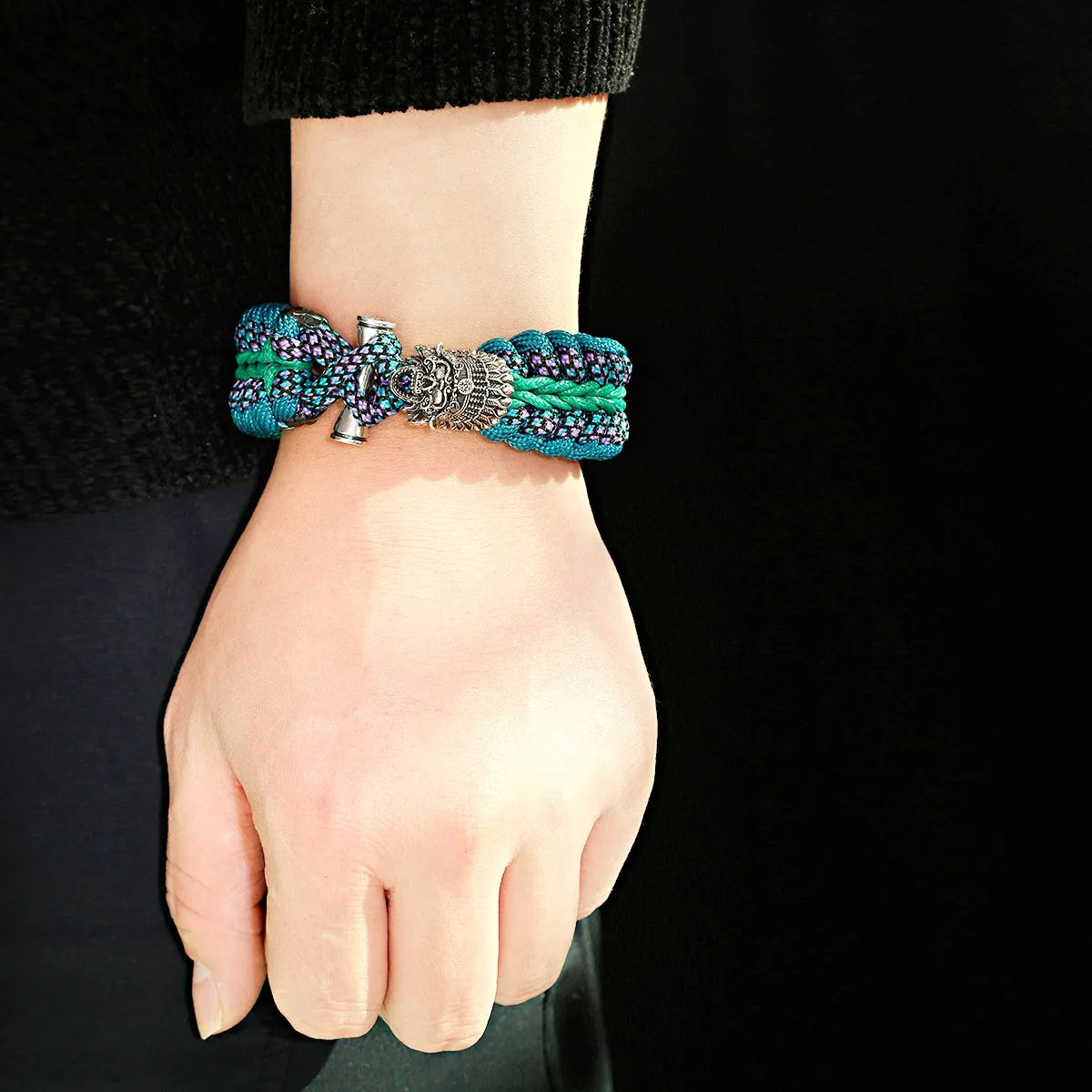 Tinkers Nordic Skull Punk Lanyard Bracelet Unisex Viking Jewelry -