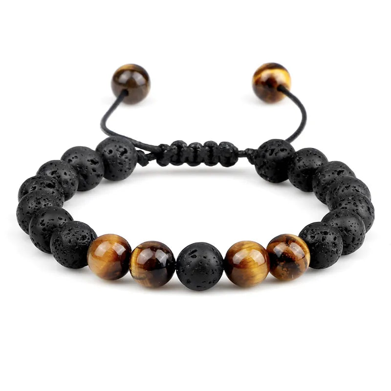 Tinkers Brand Lava Beads Tiger Eye Adjustable Rope Bracelet Unisex - Uncategorized