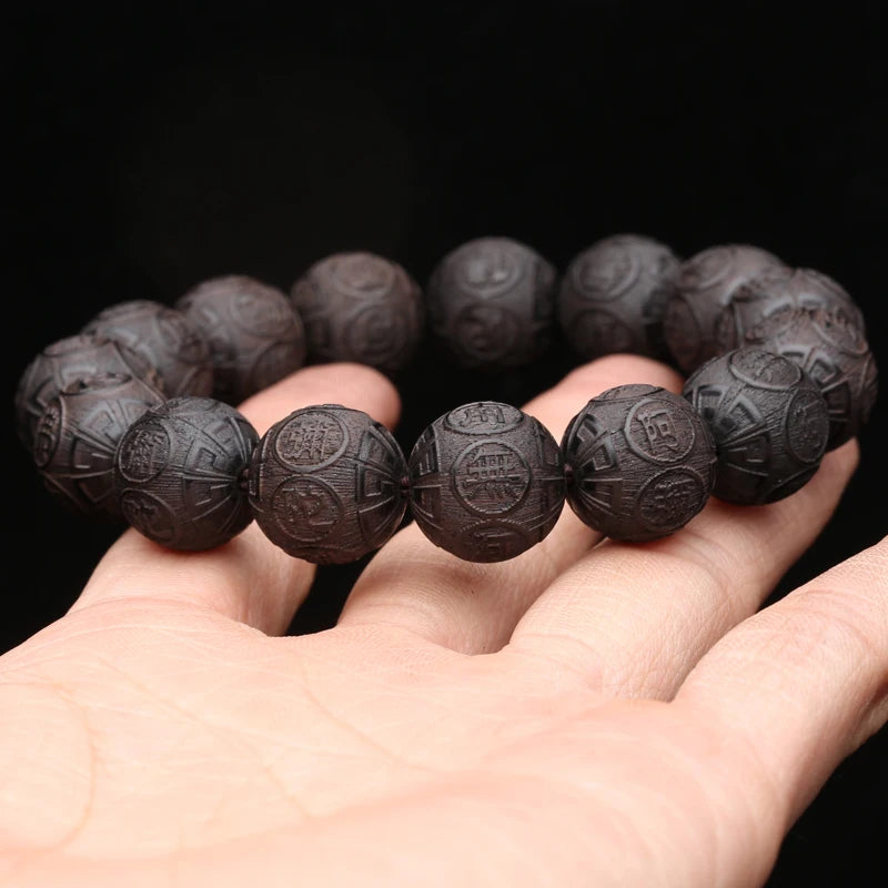 Tinkers Genuine Black Wood Tibetan Prayer Bracelet 12 Beads -