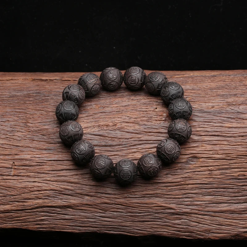 Tinkers Genuine Black Wood Tibetan Prayer Bracelet 12 Beads -