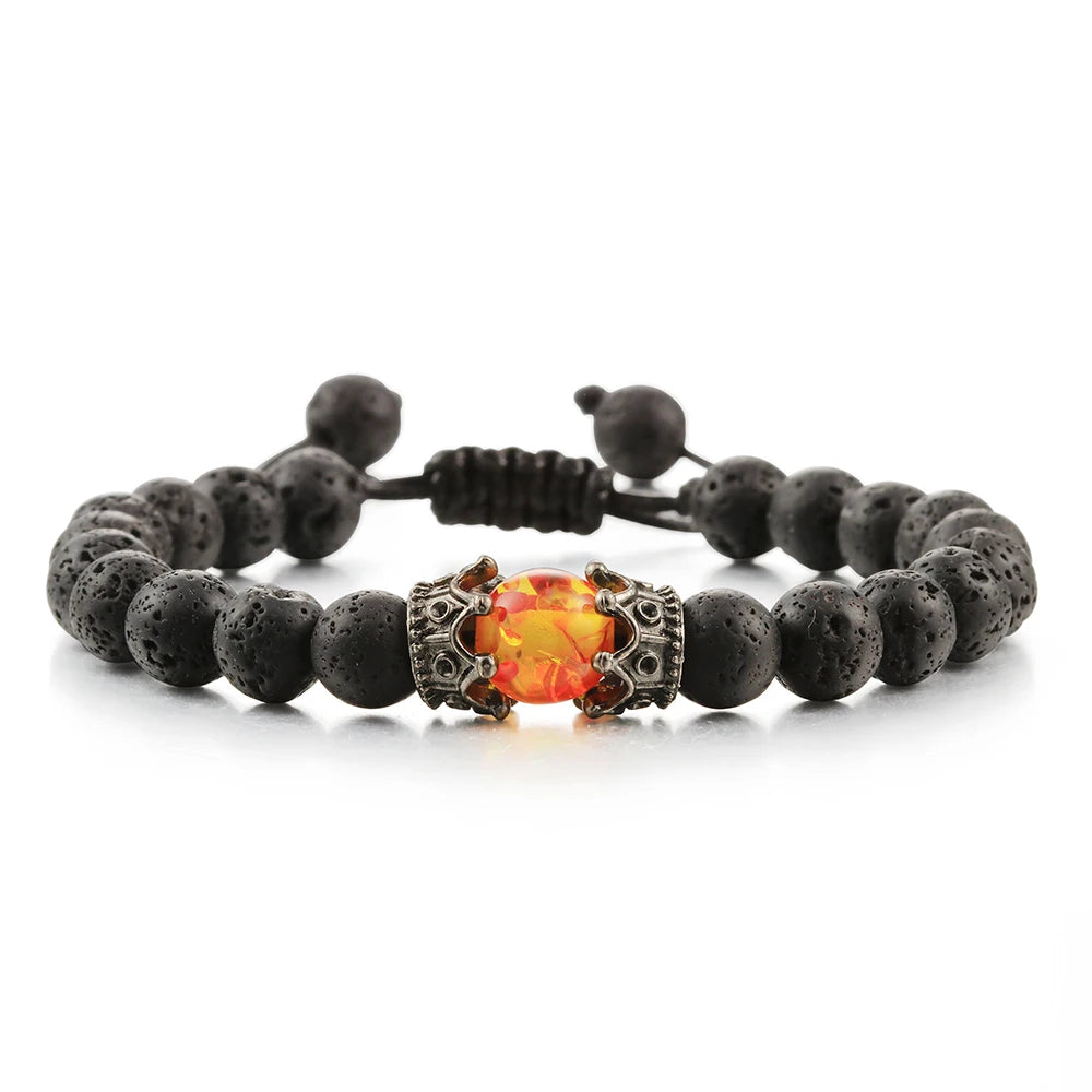 Tinkers Brand Lava Beads Tiger Eye Adjustable Rope Bracelet Unisex - Uncategorized