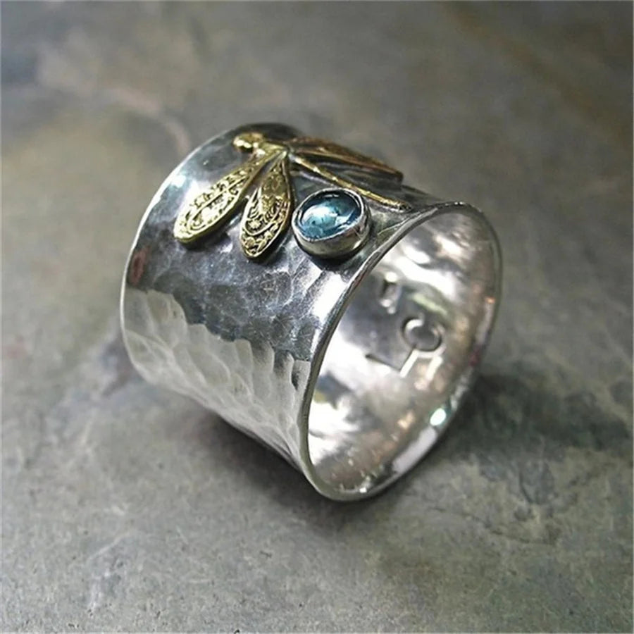 Moonstone Protection Balance Ring Handmade Unisex Vintage