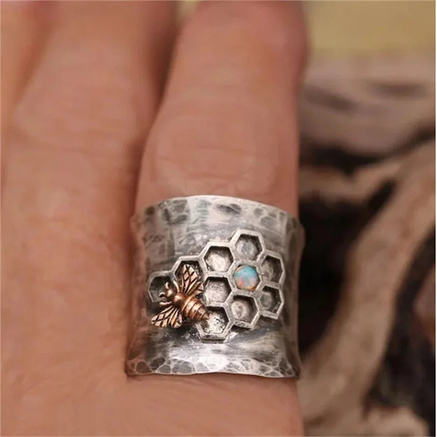 Moonstone Protection Balance Ring Handmade Unisex Vintage