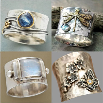 Moonstone Protection Balance Ring Handmade Unisex Vintage