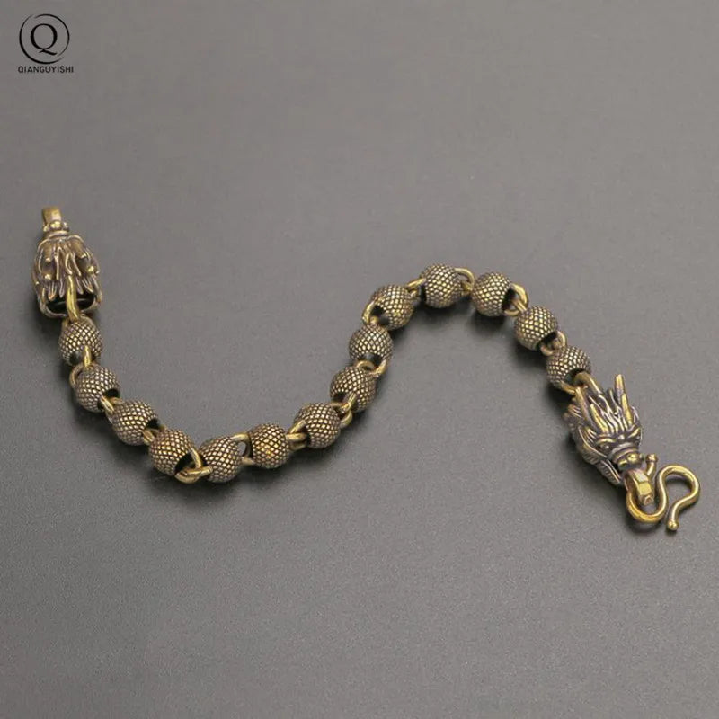 Dragon Head Brass Bracelet — Punk & Boho Unisex Wristband