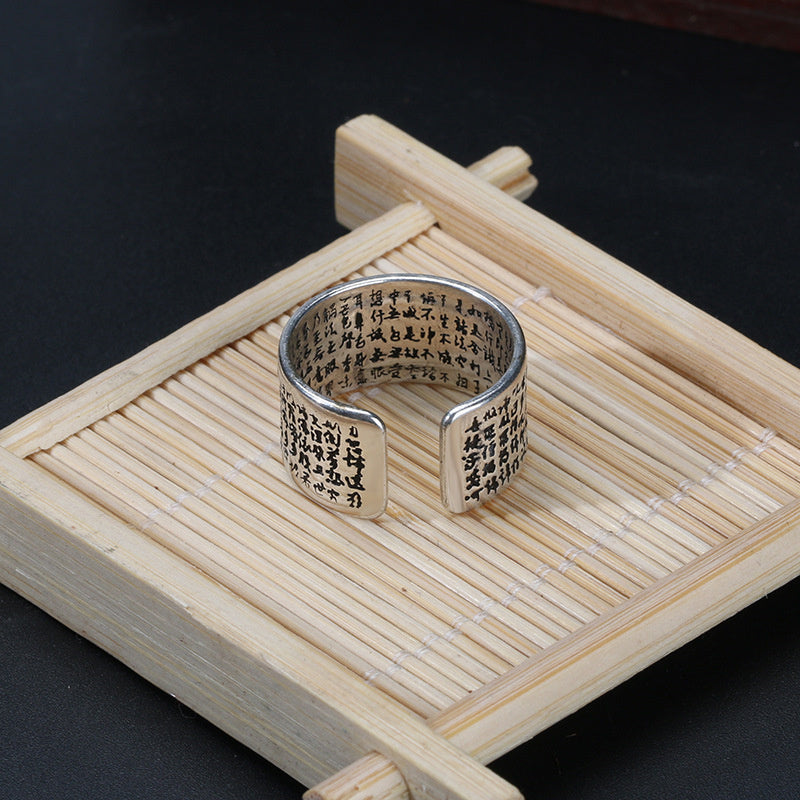 Silver Color Buddhist Ring for Women Tibetan Prayer Copper OM Mantra 7 Chakras Good Luck Women Ring
