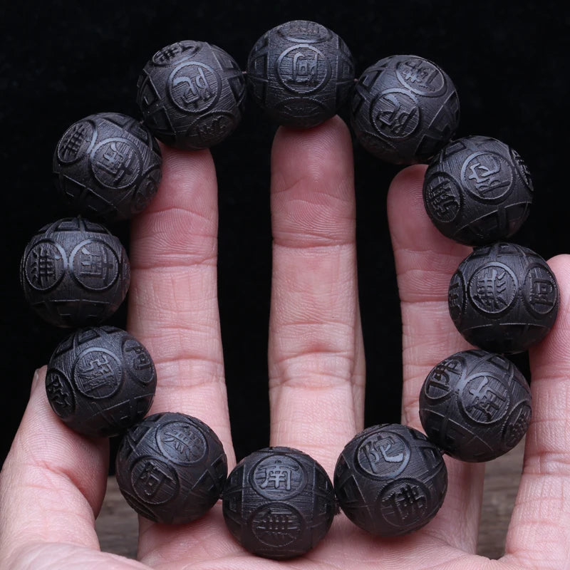 Tinkers Genuine Black Wood Tibetan Prayer Bracelet 12 Beads -