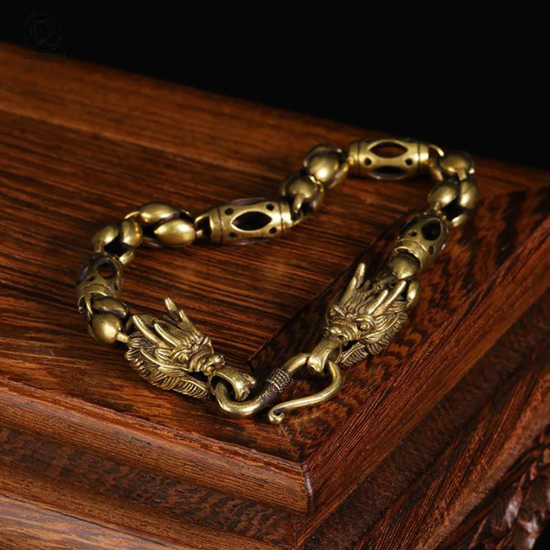 Dragon Head Brass Bracelet — Punk & Boho Unisex Wristband