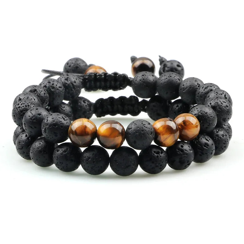 Tinkers Brand Lava Beads Tiger Eye Adjustable Rope Bracelet Unisex - Uncategorized