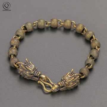 Dragon Head Brass Bracelet — Punk & Boho Unisex Wristband